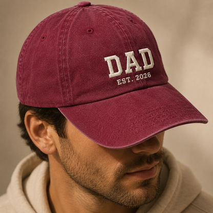 Dad Est. 2026 Washed Cap, New Father Gift Baseball Hat for Father's Day - Washed Cap - lifestyle view 6