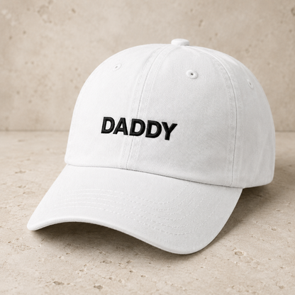 Daddy Embroidered Washed Cap, Funny Dad Hat Gift for Father's Day - Washed Cap - detail view