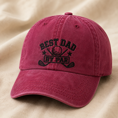Best Dad By Par Washed Cap, Golf Dad Hat - Washed Cap - lifestyle view 2