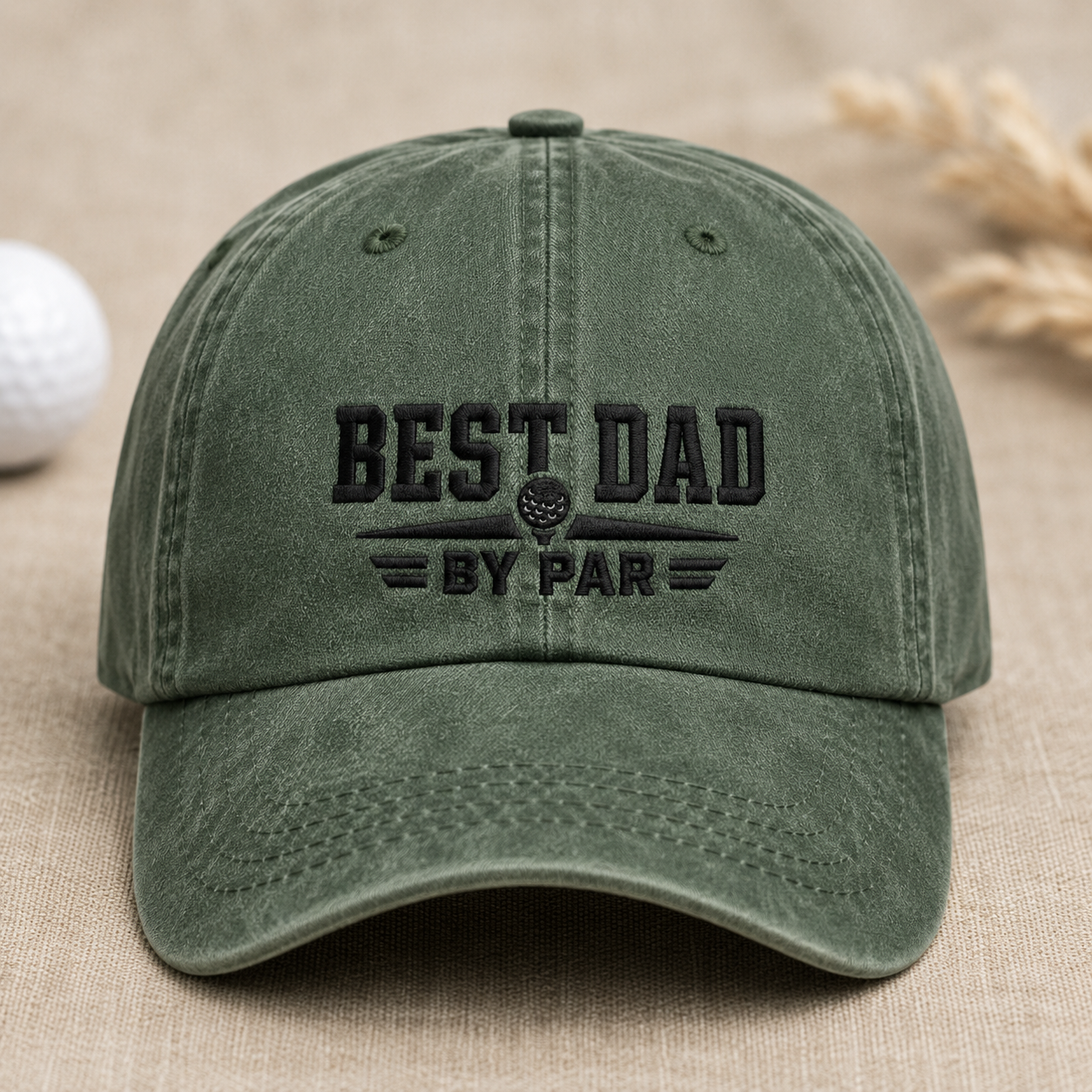 Best Dad By Par Washed Cap, Golf Father Gift Hat for Father's Day - Washed Cap - lifestyle view 2