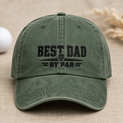 Best Dad By Par Washed Cap, Golf Father Gift Hat for Father's Day - Washed Cap - lifestyle view 2