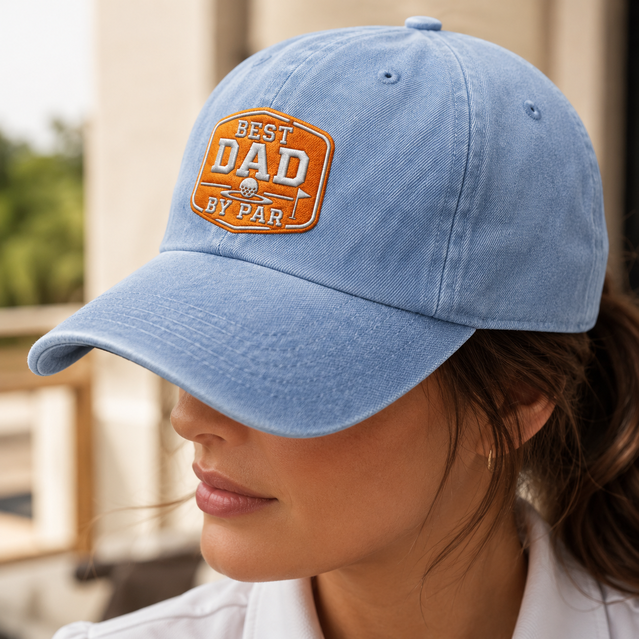 Dad By Par Golf Washed Cap, Funny Father Golfer Father's Day Gift - Washed Cap - lifestyle view 4