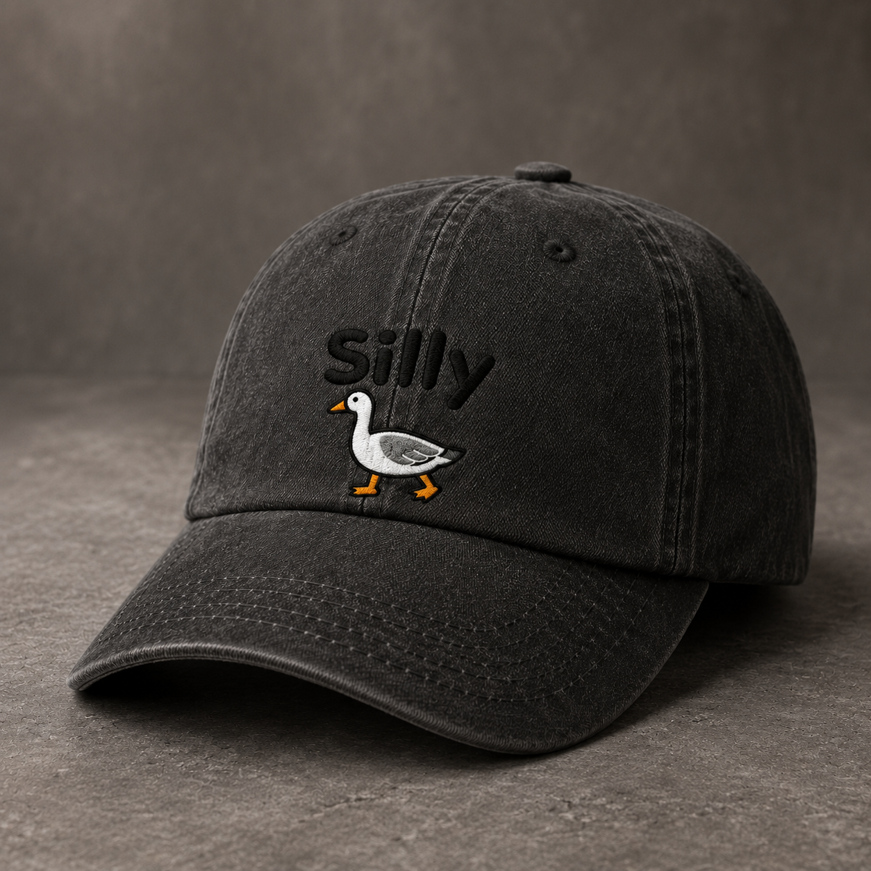 Silly Goose Washed Cap, Embroidered Duck Dad Hat for Bird Lovers - washed cap - lifestyle view 3