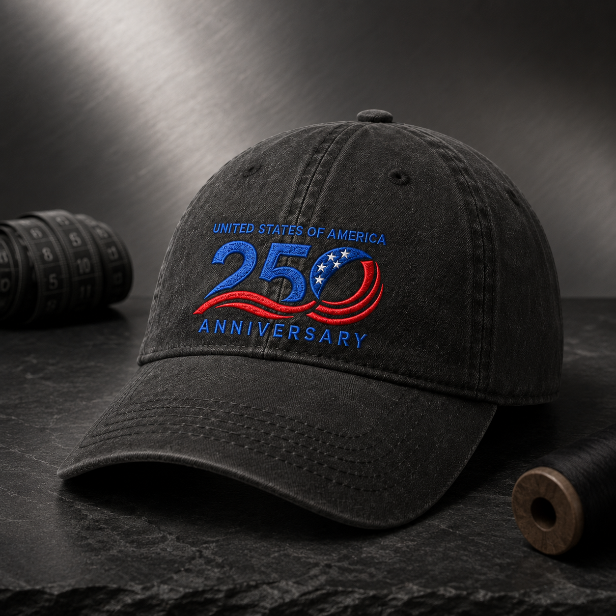 United States of America 250 Anniversary Washed Cap, Patriotic 1776-2026 Baseball Hat - washed cap - lifestyle view 3