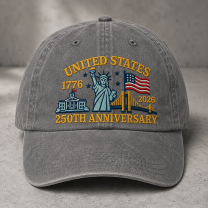 United States 1776 2026 250th Anniversary Washed Cap, Patriotic America Birthday Hat - washed cap - lifestyle view 3