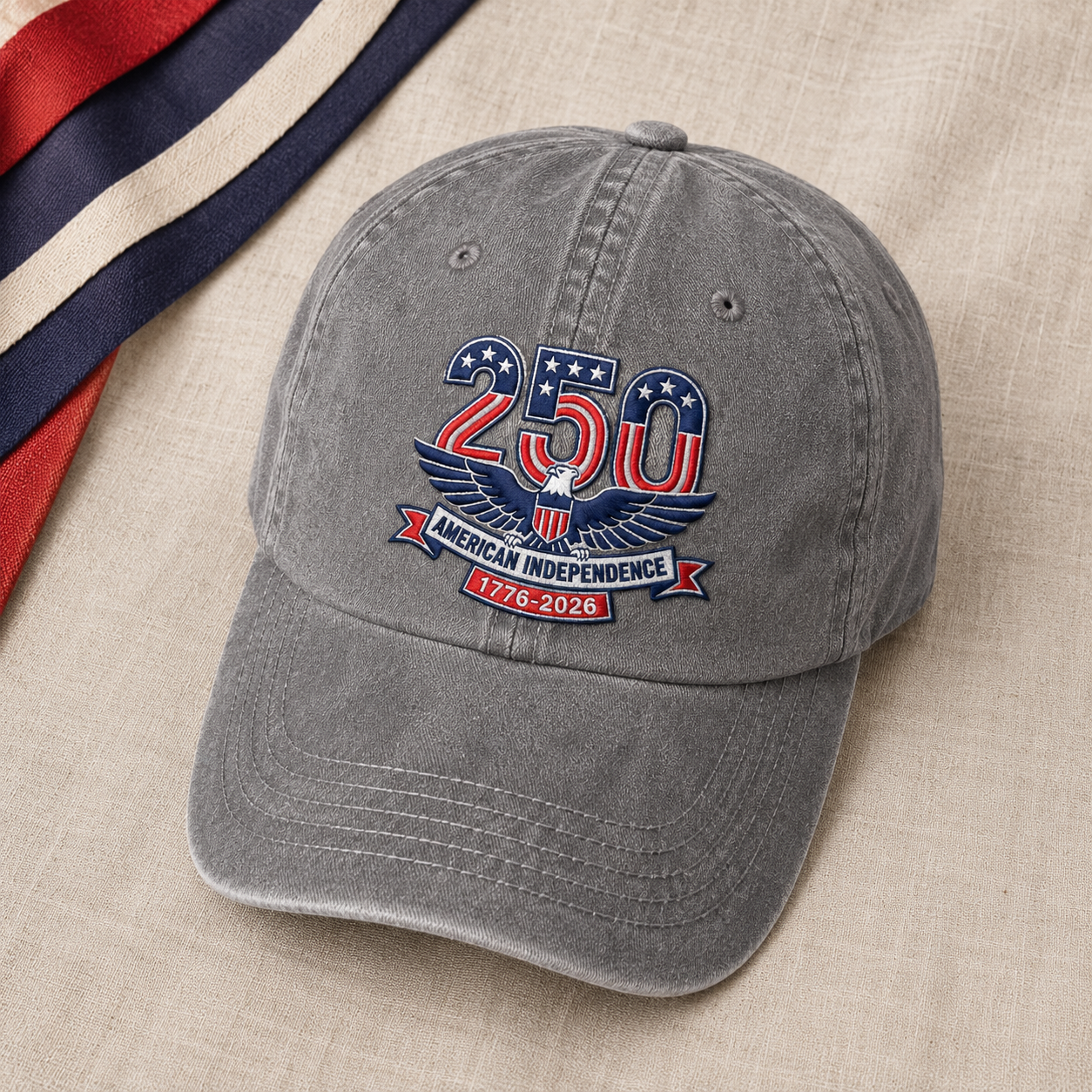 250 American Independence Washed Cap, 1776-2026 Patriotic Eagle Hat - washed cap - lifestyle view 4
