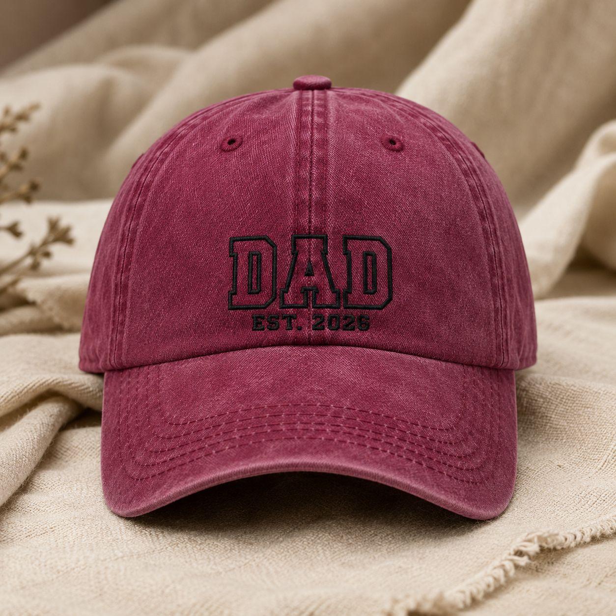 Dad Est. 2026 Washed Cap, First Time Father Gift - Washed Cap - lifestyle view 2