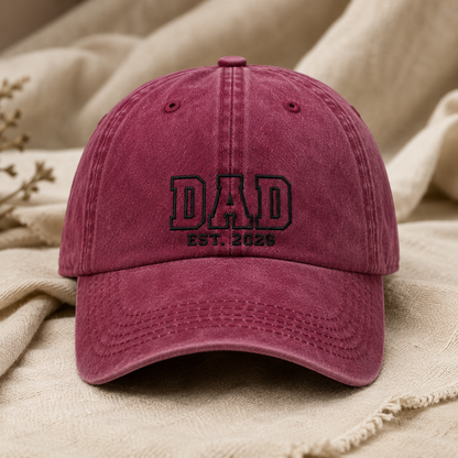 Dad Est. 2026 Washed Cap, First Time Father Gift - Washed Cap - lifestyle view 2