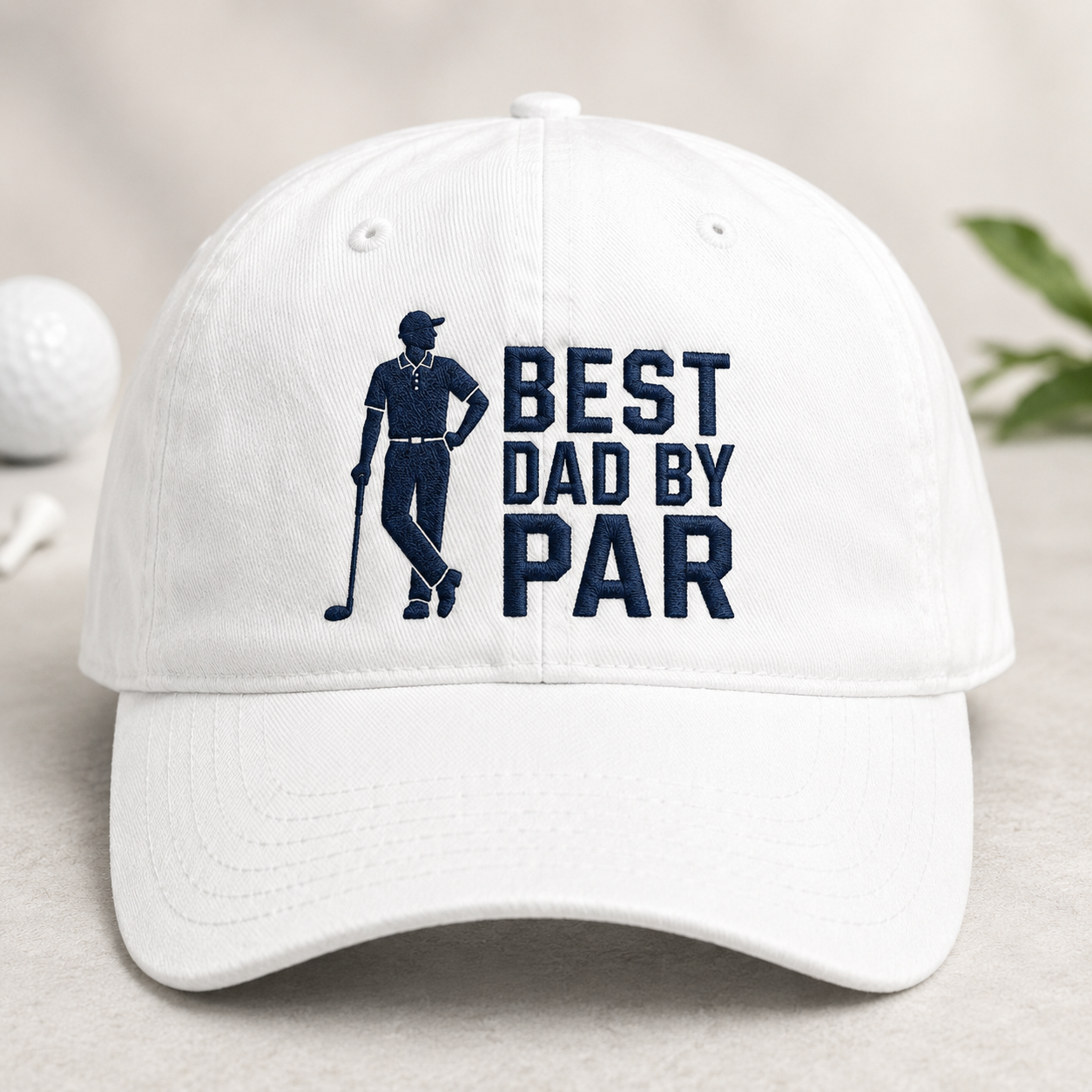 Dad By Par Washed Cap, Funny Golfer Father's Day Hat - Washed Cap - front view