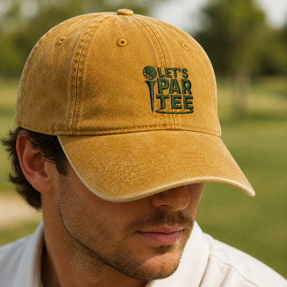 Let's Par Tee Golf Washed Cap, Funny Golf Hat for Course Days - Washed Cap - lifestyle view 4