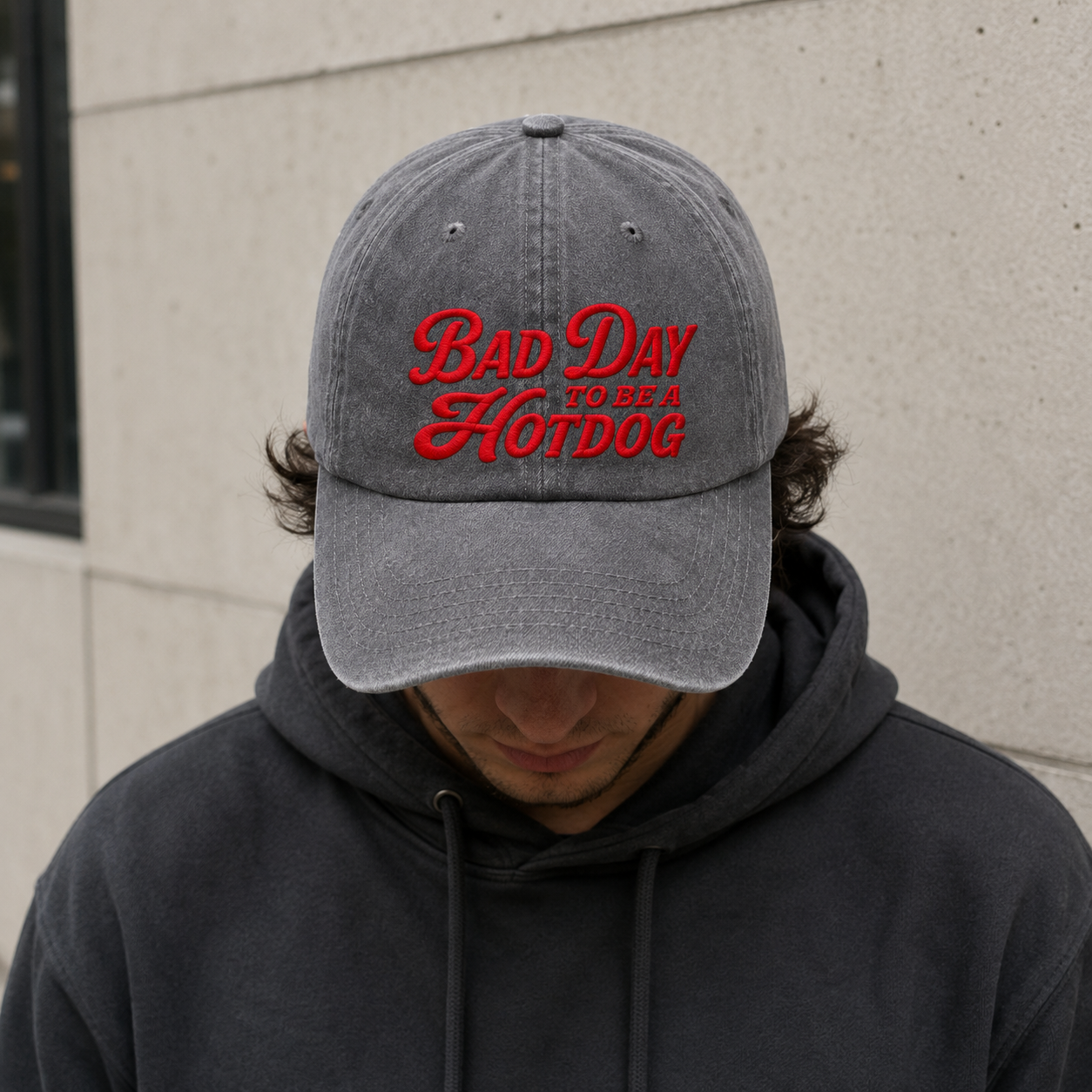 Bad Day To Be A Hotdog Washed Cap, Funny Diner Hat - washed cap - lifestyle view 6