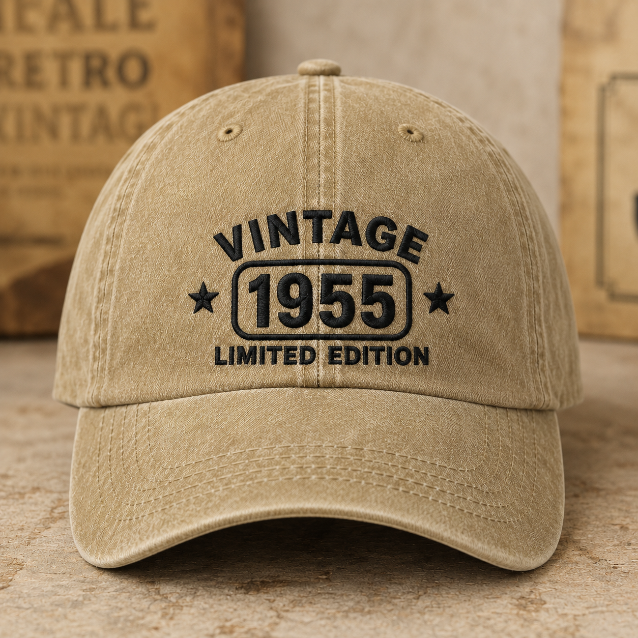 Vintage 1955 Limited Edition Washed Cap, 70th Birthday Hat for Men Women - Washed Cap - lifestyle view 2