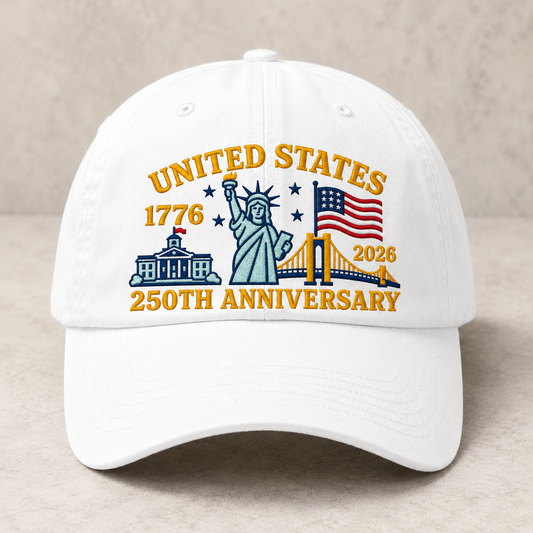 United States 1776 2026 250th Anniversary Washed Cap, Patriotic America Birthday Hat - washed cap - front view