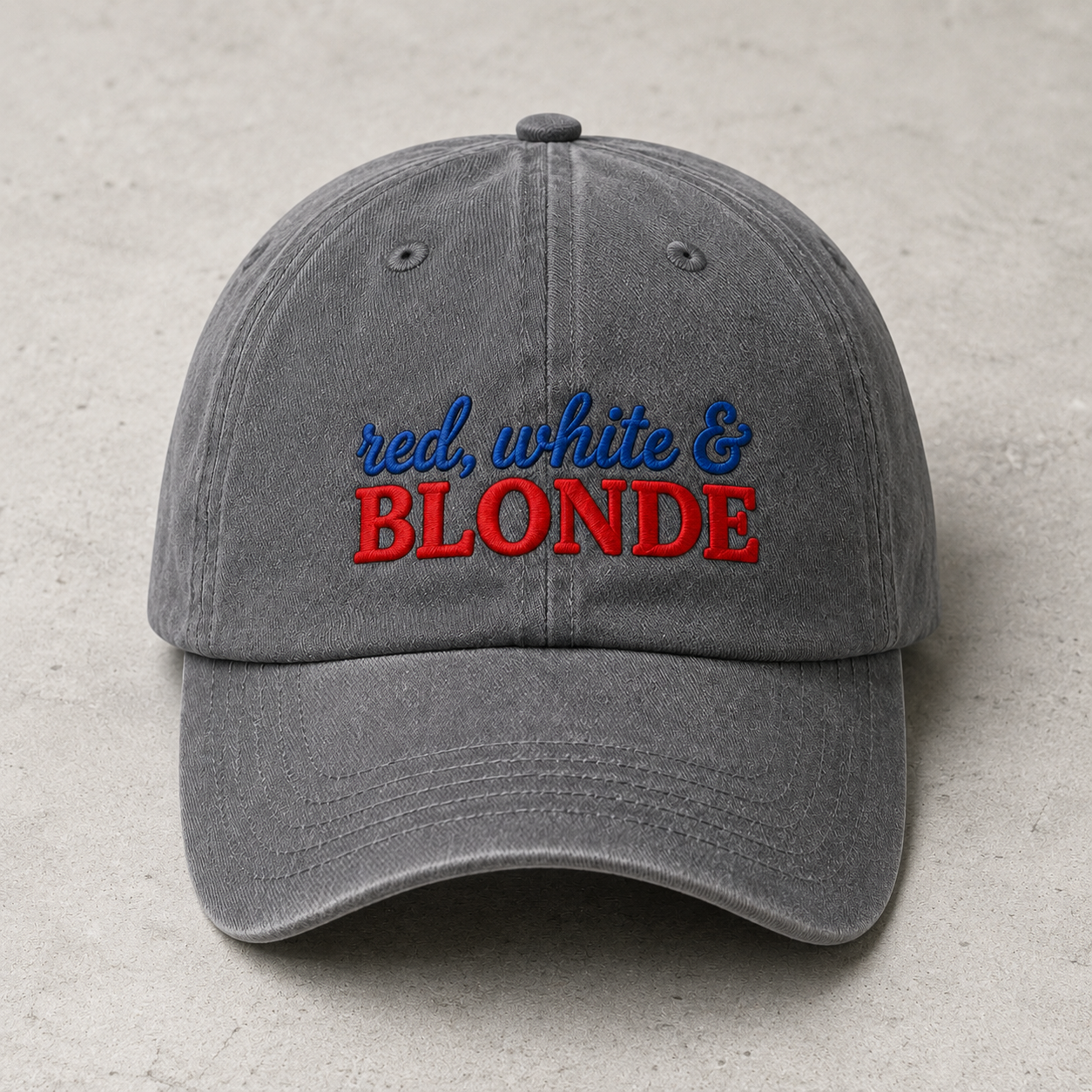 Red White & Blonde Washed Cap, Patriotic Hair Humor Hat - washed cap - lifestyle view 4