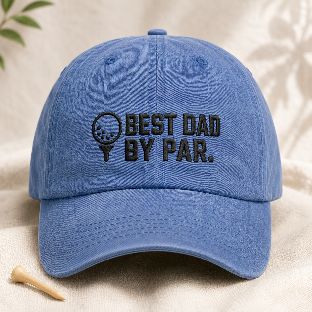 Best Dad By Par Washed Cap, Funny Golf Father Hat for Father's Day - Washed Cap - lifestyle view 2