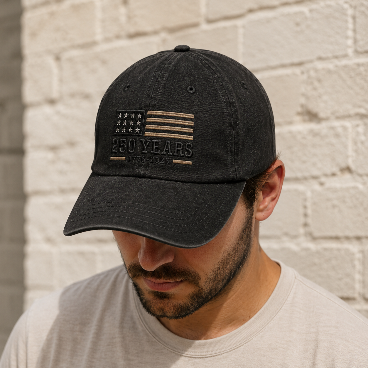 250 Years 1776-2026 Washed Cap, Patriotic America Hat for Semiquincentennial - washed cap - lifestyle view 6