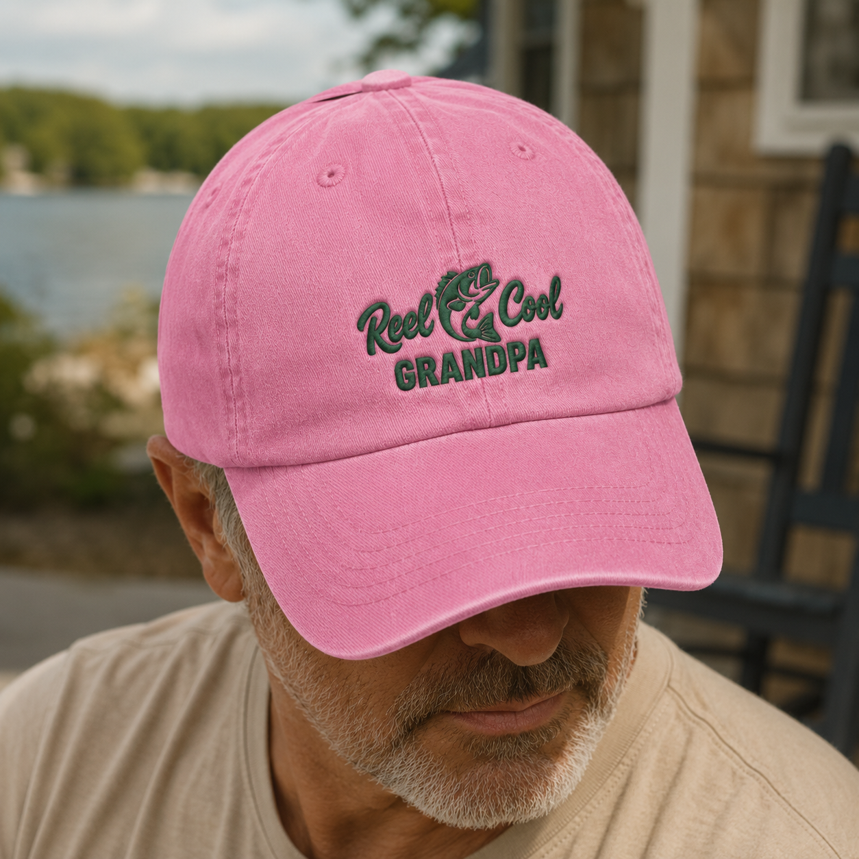 Reel Cool Grandpa Washed Cap, Fishing Grandpa Hat for Father's Day - Washed Cap - lifestyle view 3