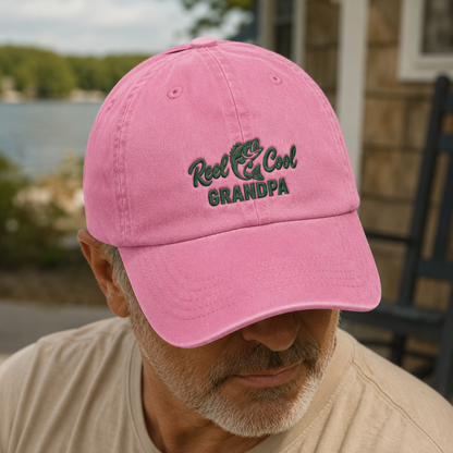 Reel Cool Grandpa Washed Cap, Fishing Grandpa Hat for Father's Day - Washed Cap - lifestyle view 3