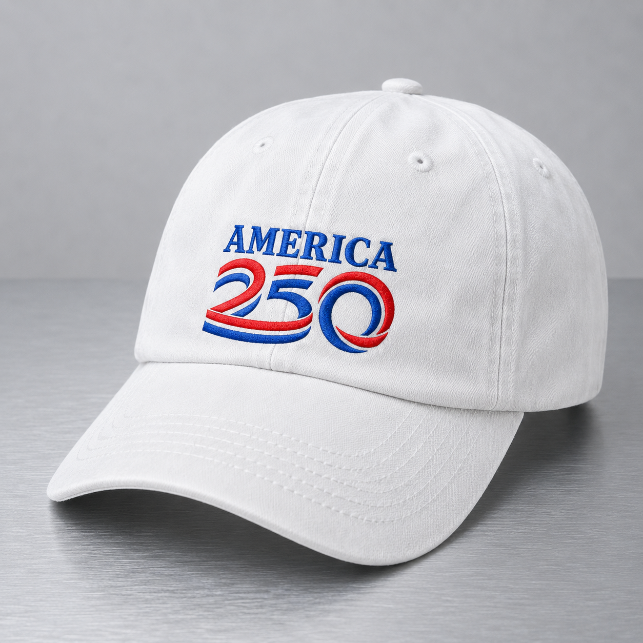 America 250 Washed Cap, Red Blue Embroidered Patriotic Dad Hat - washed cap - lifestyle view 3