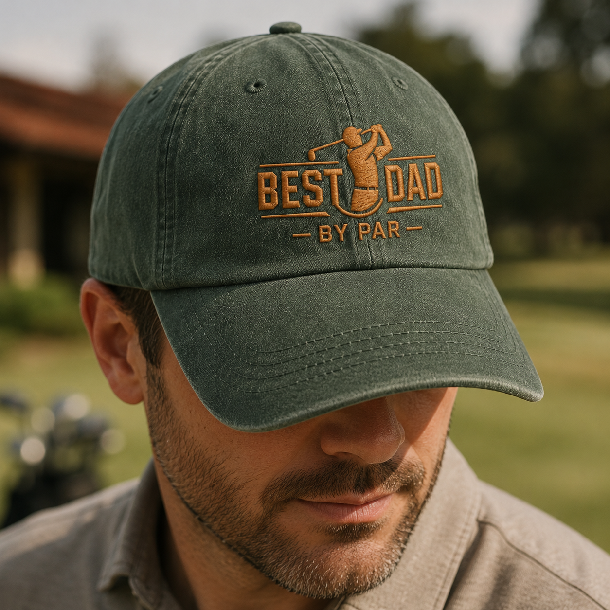 Best Dad By Par Washed Cap, Golf Dad Father's Day Hat - Washed Cap - lifestyle view 3