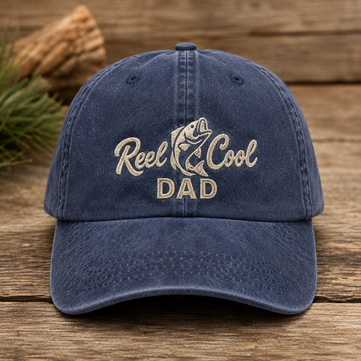Reel Cool Dad Washed Cap, Fishing Father Gift for Father's Day - Washed Cap - front view