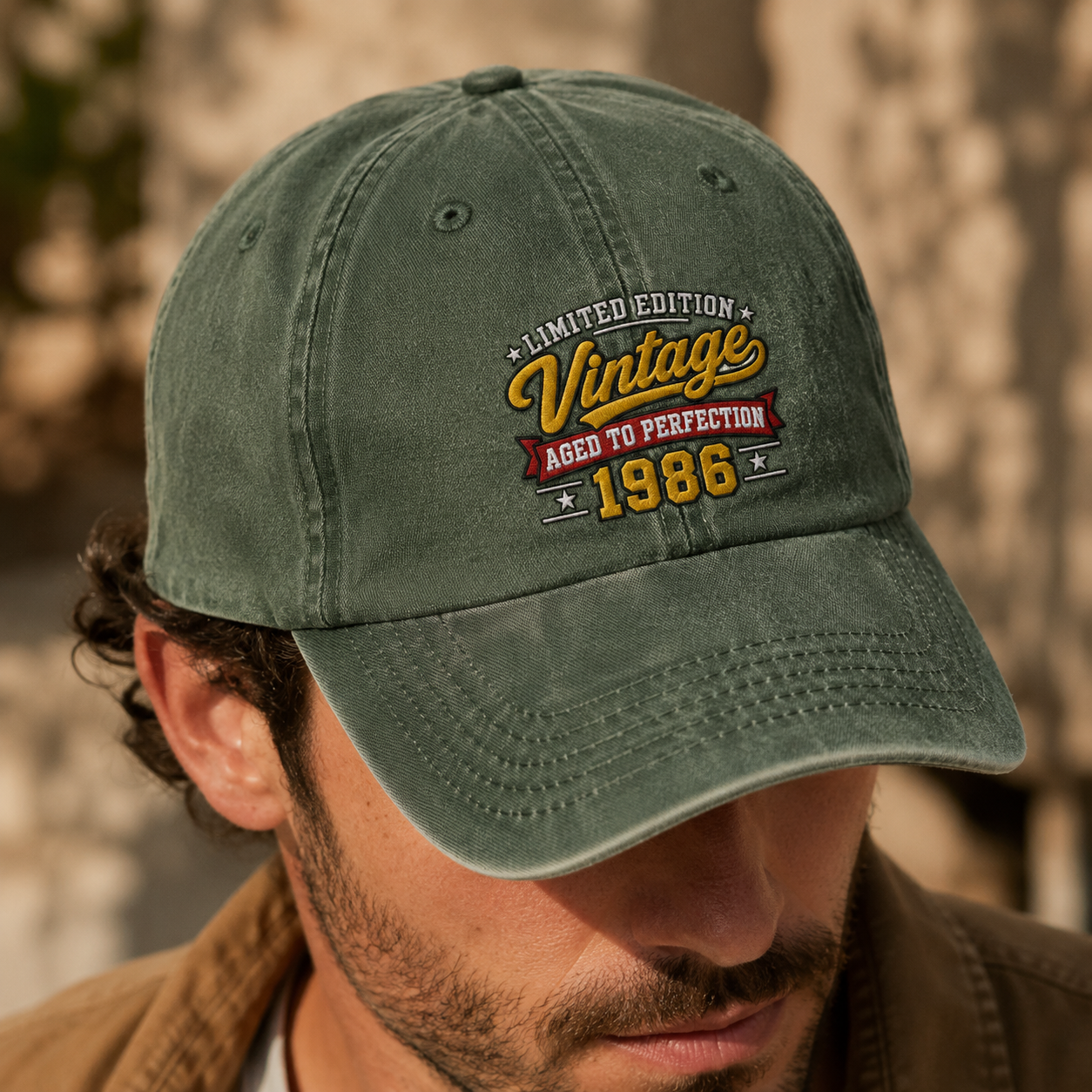 Vintage 1986 Aged to Perfection Washed Cap, Limited Edition Retro Year Hat - Washed Cap - lifestyle view 6