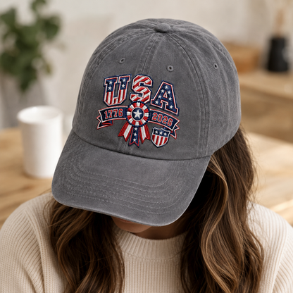 USA 1776 2026 Washed Cap, Patriotic 250th Anniversary Hat - washed cap - lifestyle view 9