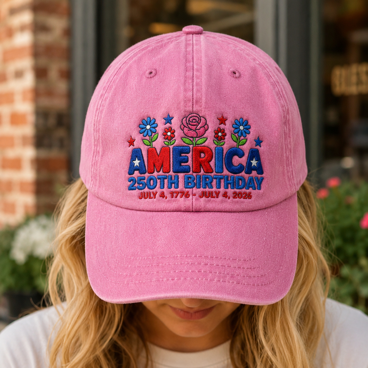 America 250th Birthday Washed Cap, July 4 1776-2026 Patriotic Hat - washed cap - lifestyle view 8