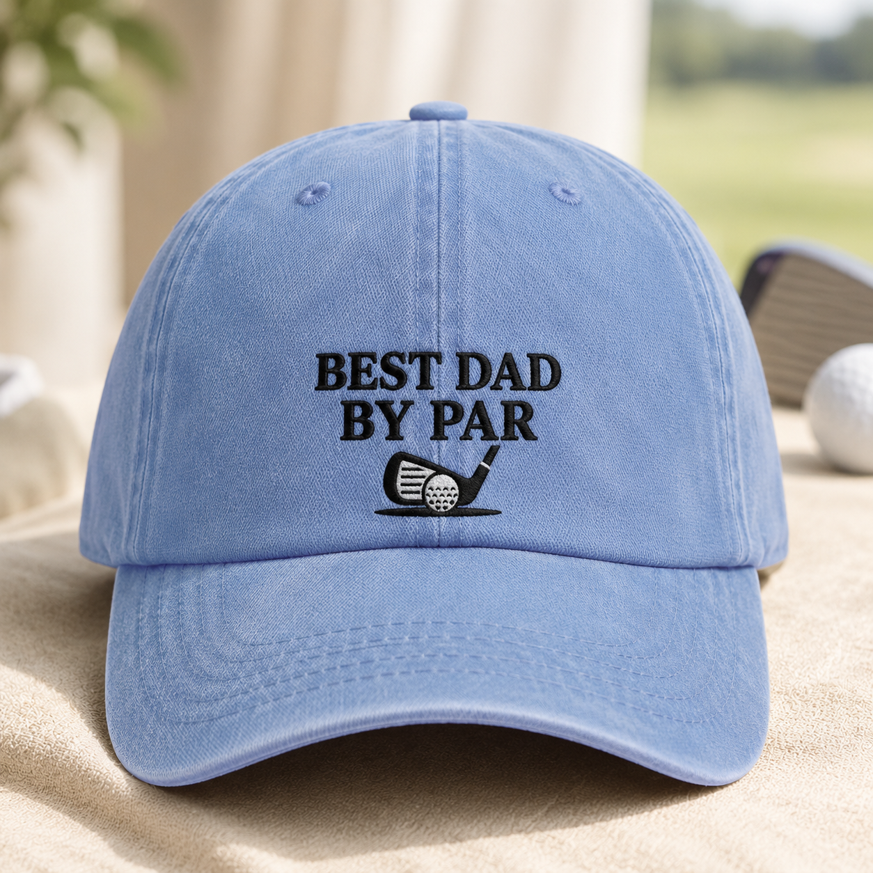 Best Dad By Par Washed Cap, Funny Golf Father Hat for Father's Day - Washed Cap - lifestyle view 2