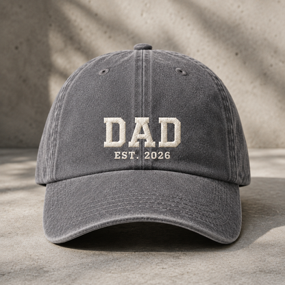 Dad Est. 2026 Washed Cap, New Father Gift Baseball Hat for Father's Day - Washed Cap - lifestyle view 5