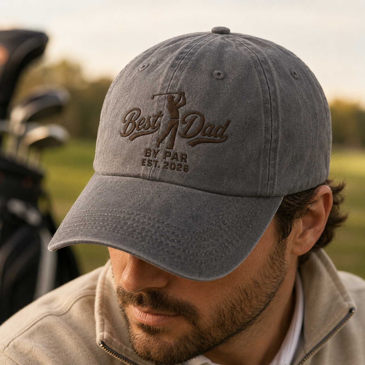 Best Dad By Par Washed Cap, Golf Father Hat for Father's Day Gift - Washed Cap - lifestyle view 3