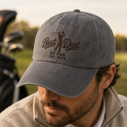 Best Dad By Par Washed Cap, Golf Father Hat for Father's Day Gift - Washed Cap - lifestyle view 3
