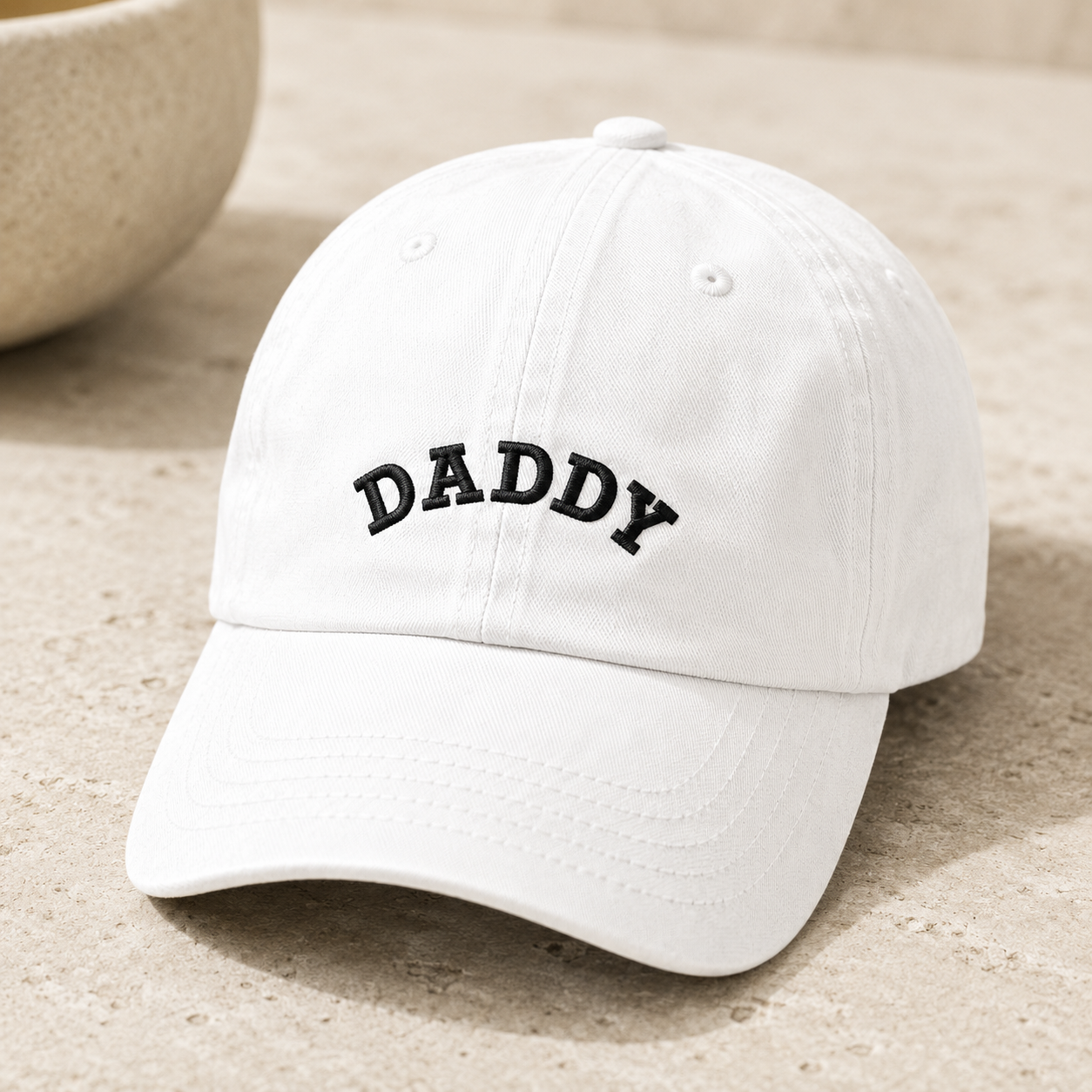 Daddy Embroidered Washed Cap, Father's Day Gift for New Dad - Washed Cap - detail view