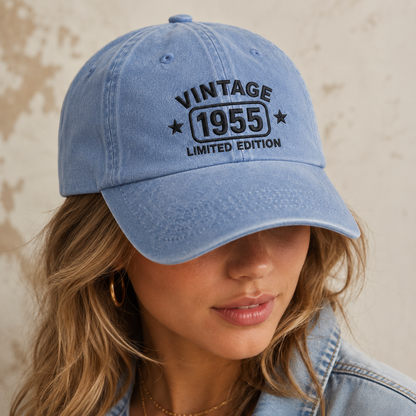 Vintage 1955 Limited Edition Washed Cap, 70th Birthday Hat for Men Women - Washed Cap - lifestyle view 9