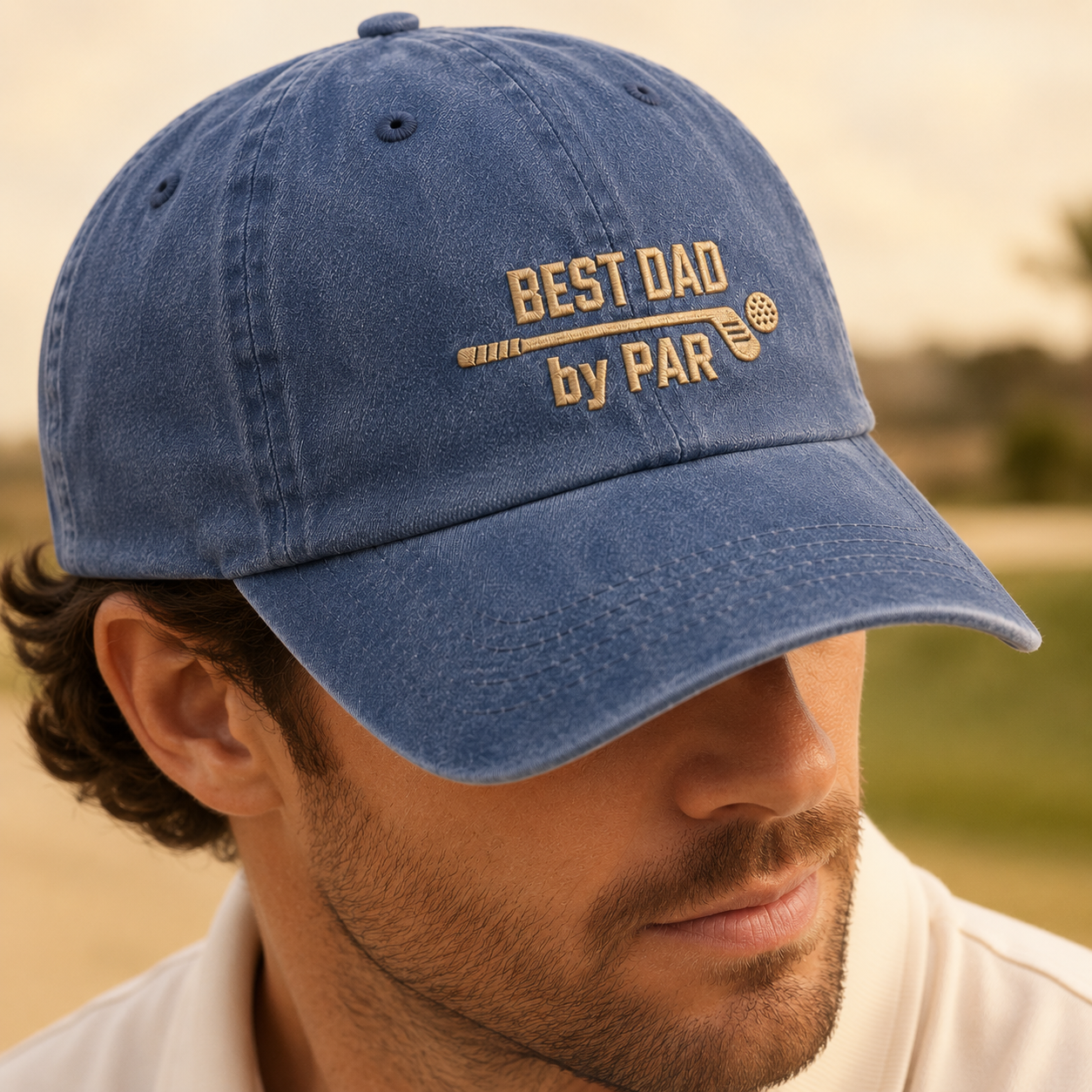 Best Dad by Par Embroidered Washed Cap, Golf Father Hat - Washed Cap - lifestyle view 4