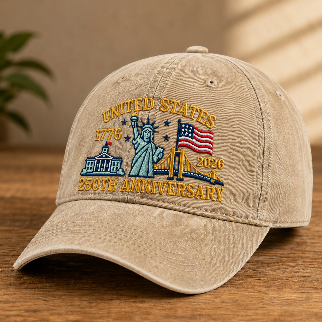 United States 1776 2026 250th Anniversary Washed Cap, Patriotic America Birthday Hat - washed cap - lifestyle view 2