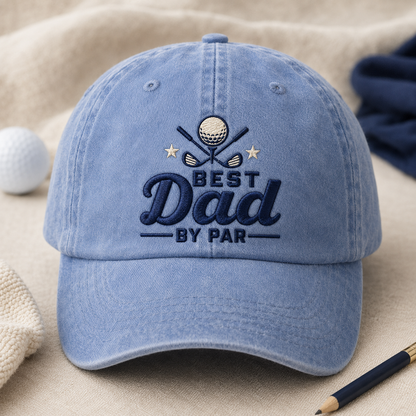 Best Dad By Par Washed Cap, Golf Dad Father's Day Gift Hat - Washed Cap - lifestyle view 2