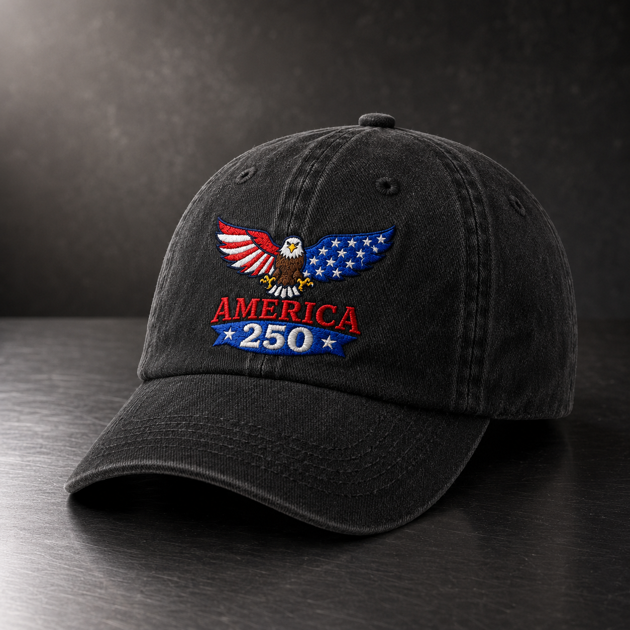 America 250 Eagle Washed Cap, Patriotic Bald Eagle 250th Anniversary Hat - washed cap - lifestyle view 3