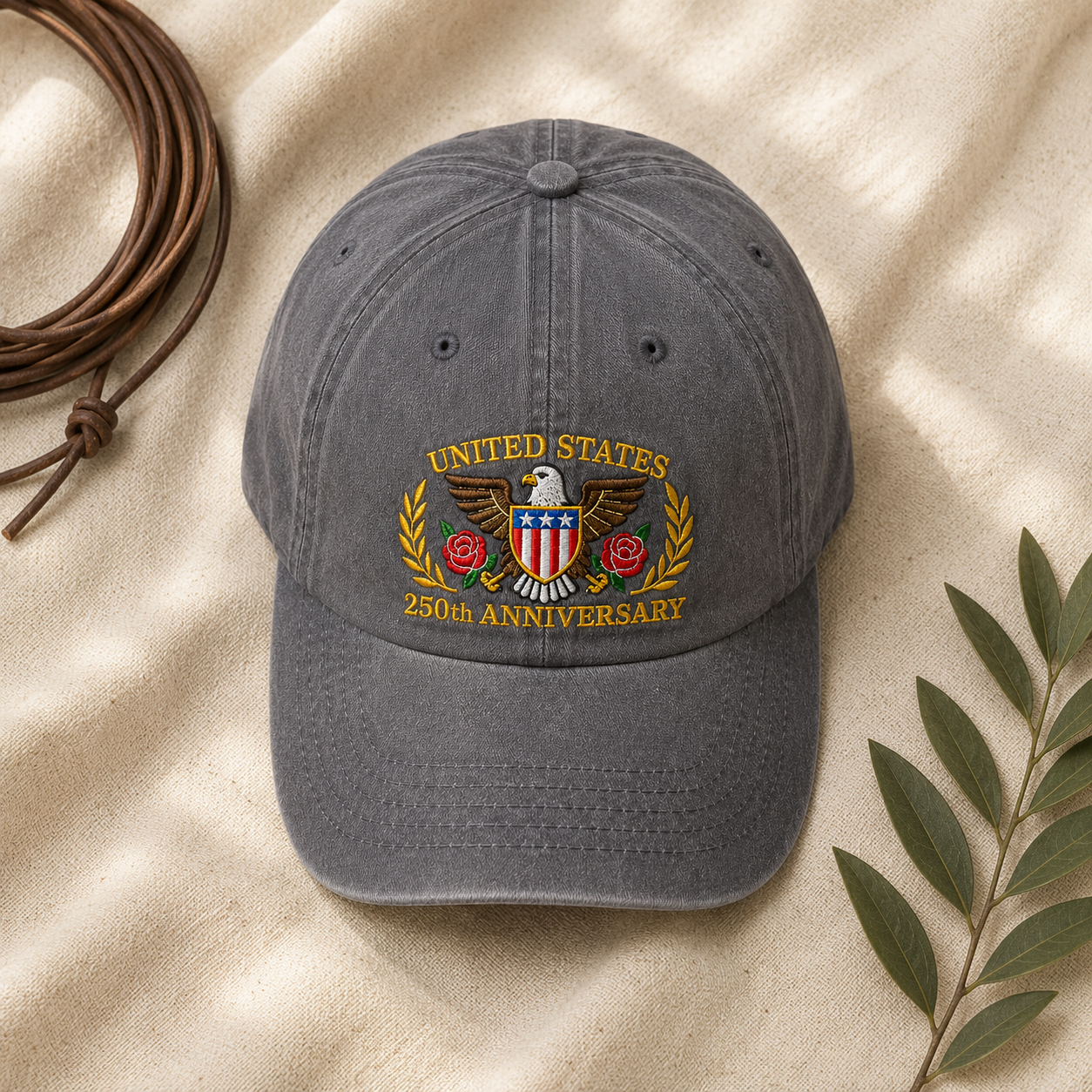 United States 250th Anniversary Washed Cap, Patriotic Eagle Hat for America 250 - washed cap - lifestyle view 4