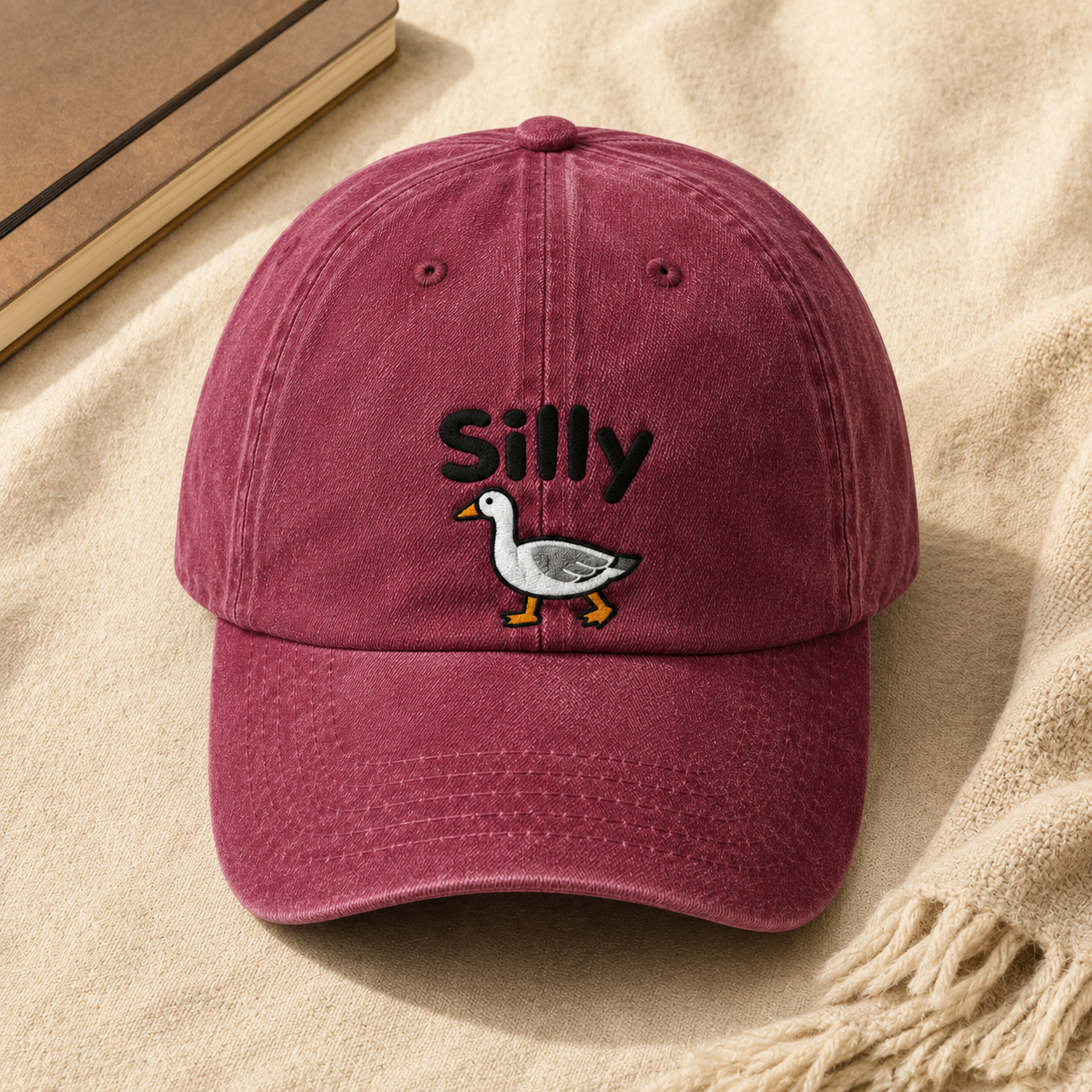 Silly Goose Washed Cap, Embroidered Duck Dad Hat for Bird Lovers - washed cap - lifestyle view 5