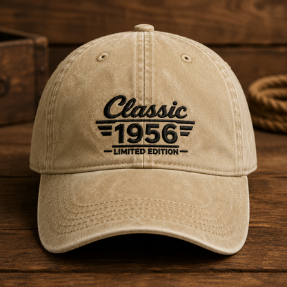 Classic 1956 Limited Edition Washed Cap, Vintage Birthday Year Hat - Washed Cap - front view