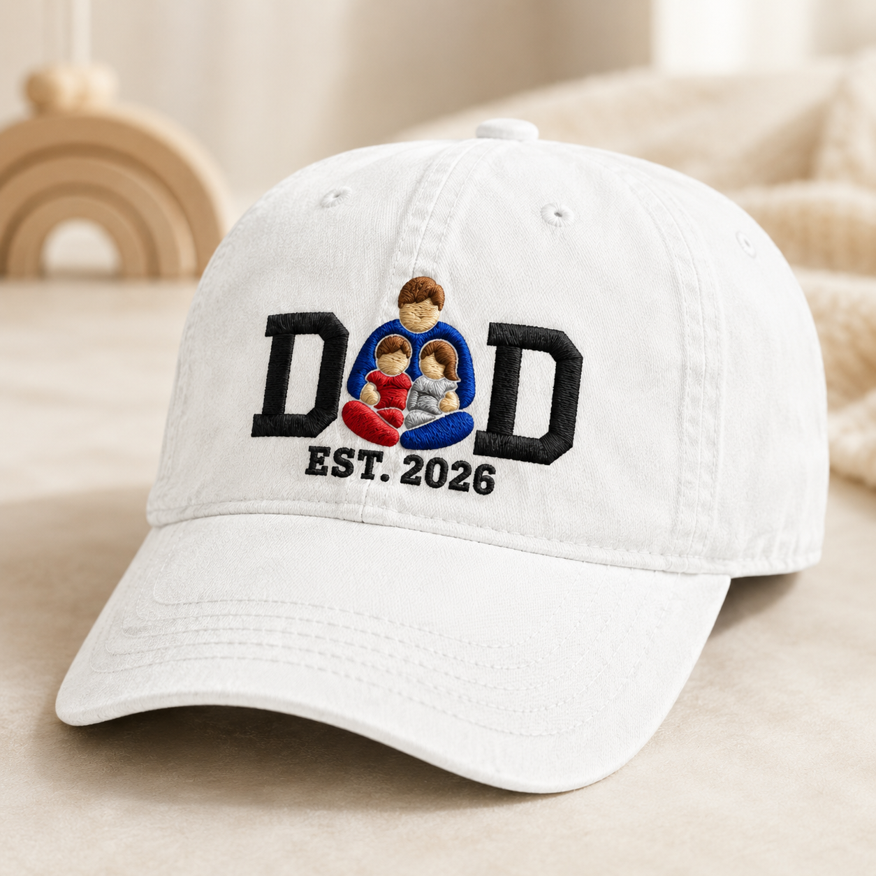 Dad Est. 2026 Embroidered Washed Cap, New Father Gift - Washed Cap - detail view