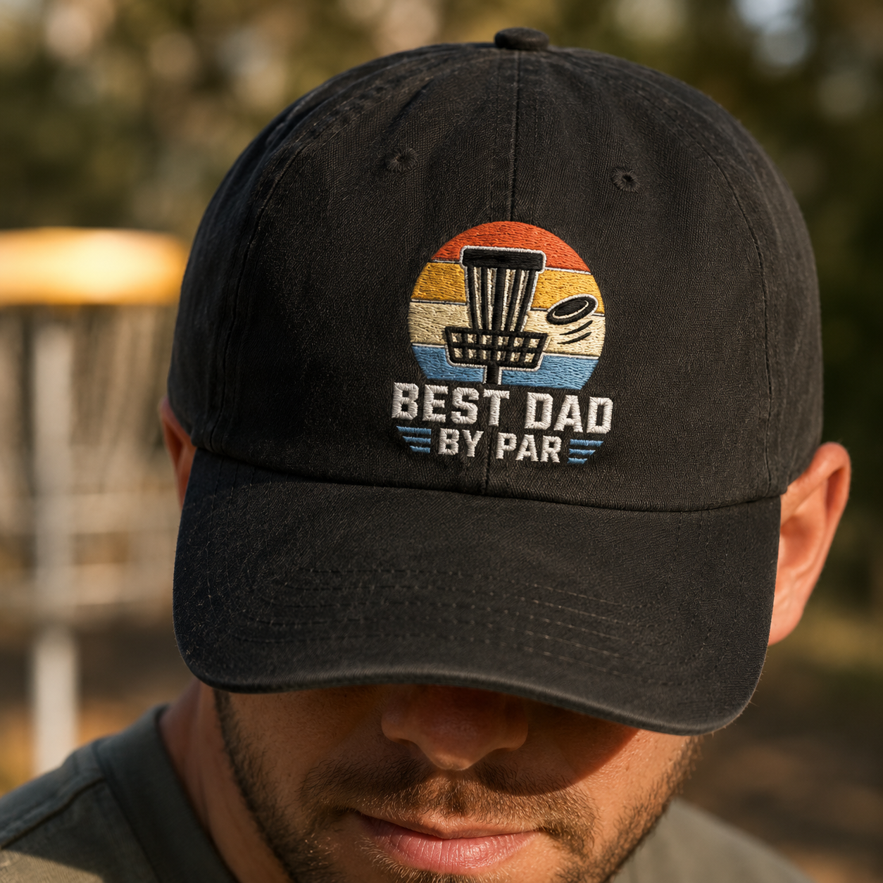 Best Dad By Par Washed Cap, Disc Golf Dad Hat, Father's Day Gift - Washed Cap - lifestyle view 3
