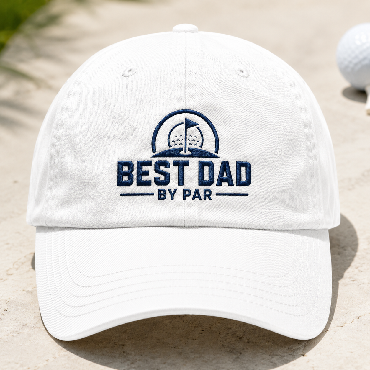Dad By Par Golf Washed Cap, Father's Day Hat for Golfing Dads - Washed Cap - detail view