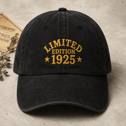 Limited Edition 1925 Washed Cap, Vintage Embroidered Baseball Hat - Washed Cap - detail view