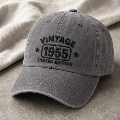 Vintage 1955 Limited Edition Washed Cap, 70th Birthday Hat for Men Women - Washed Cap - lifestyle view 5