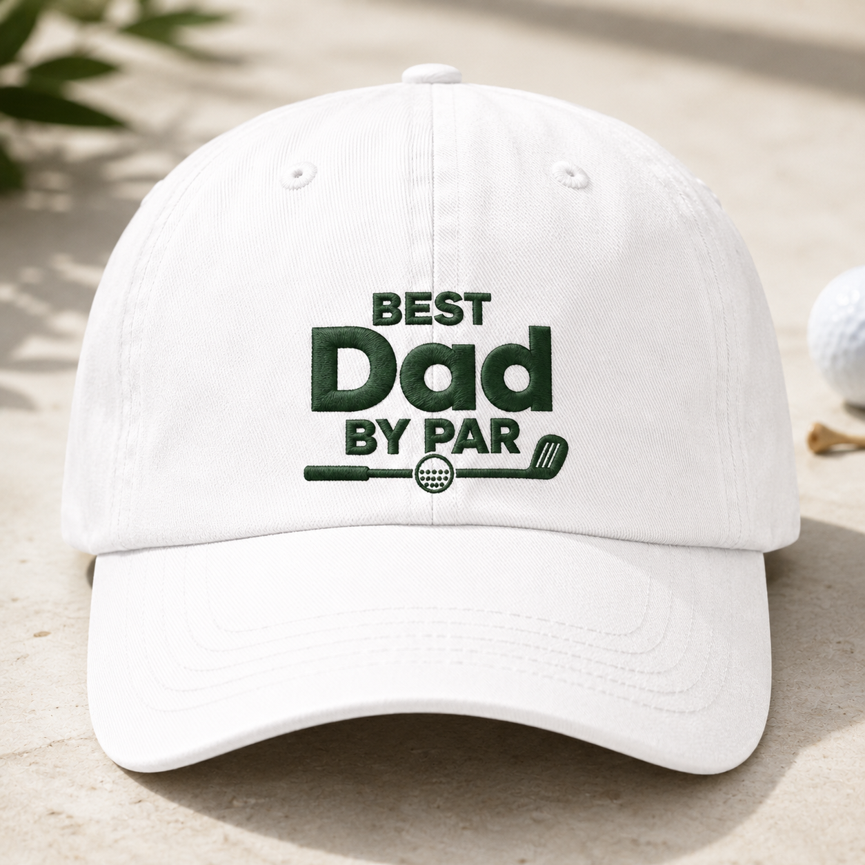 Dad By Par Washed Cap, Funny Golf Dad Hat Fathers Day Gift - Washed Cap - front view
