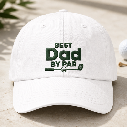 Dad By Par Washed Cap, Funny Golf Dad Hat Fathers Day Gift - Washed Cap - front view