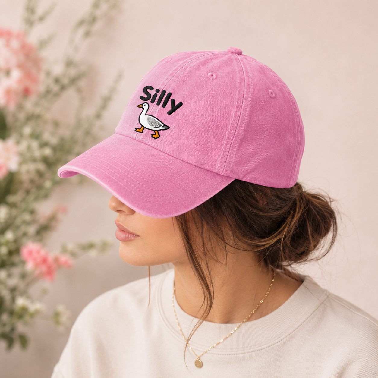 Silly Goose Washed Cap, Embroidered Duck Dad Hat for Bird Lovers - washed cap - lifestyle view 9