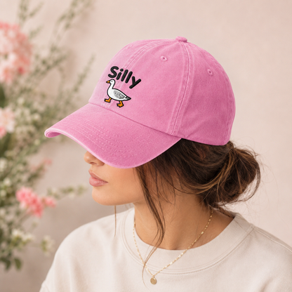 Silly Goose Washed Cap, Embroidered Duck Dad Hat for Bird Lovers - washed cap - lifestyle view 9